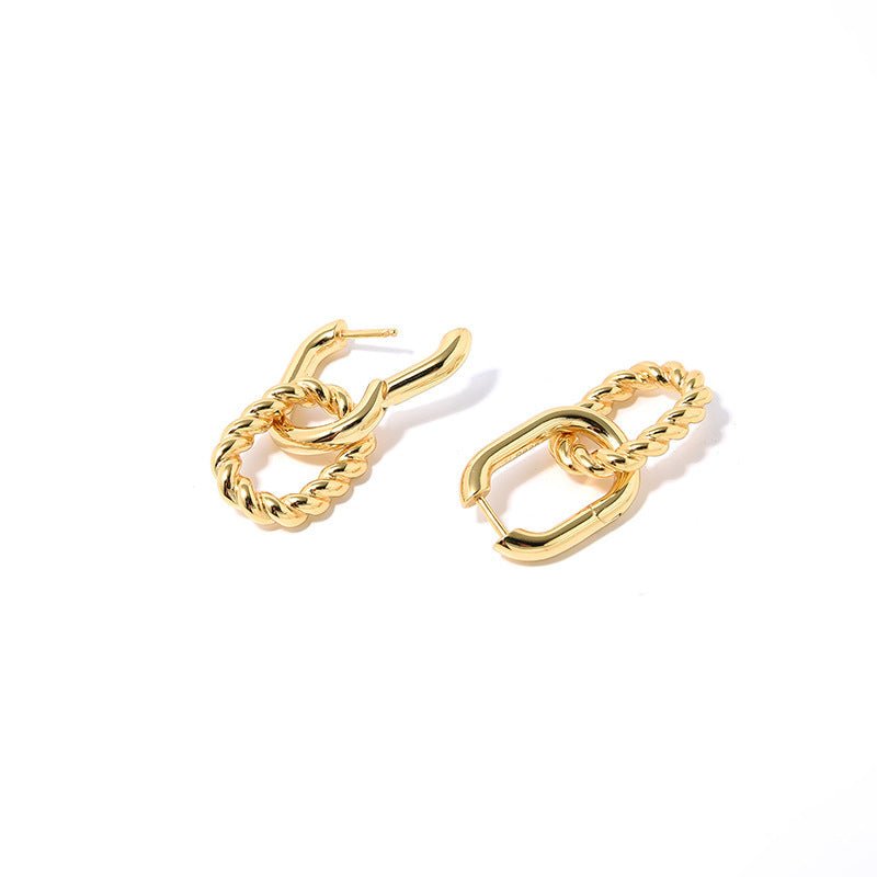 S925 Sterling Silver Gold - plated Double Ring Buckle Detachable Earrings For Women - Sophinity