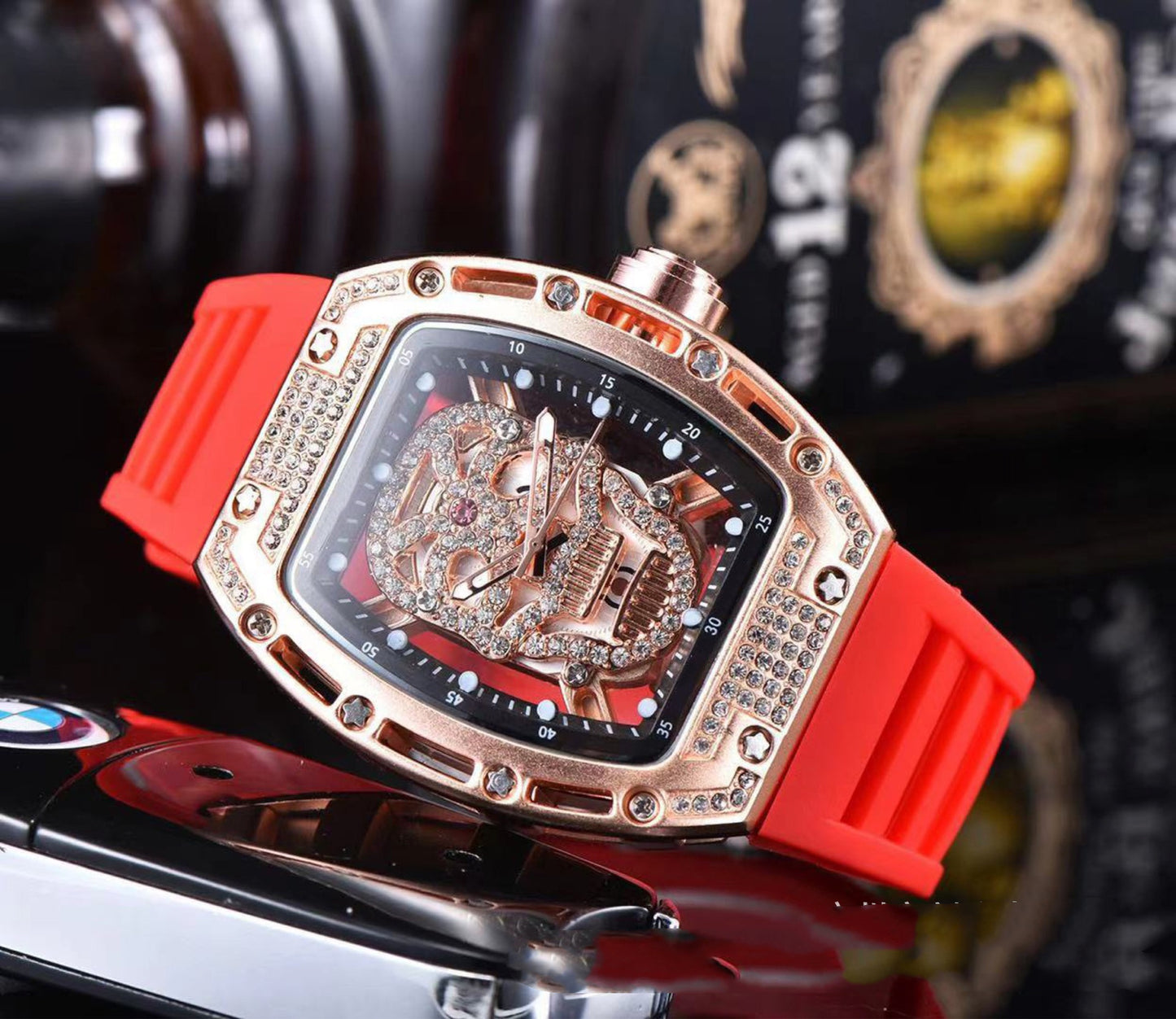 Fashion Tonneau - shaped Hollow Men's Silicone Quartz Watch - Sophinity
