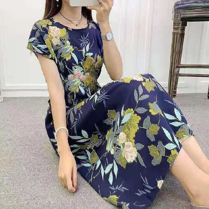 Ethnic Style Floral Dress Plus Size Printed - Sophinity
