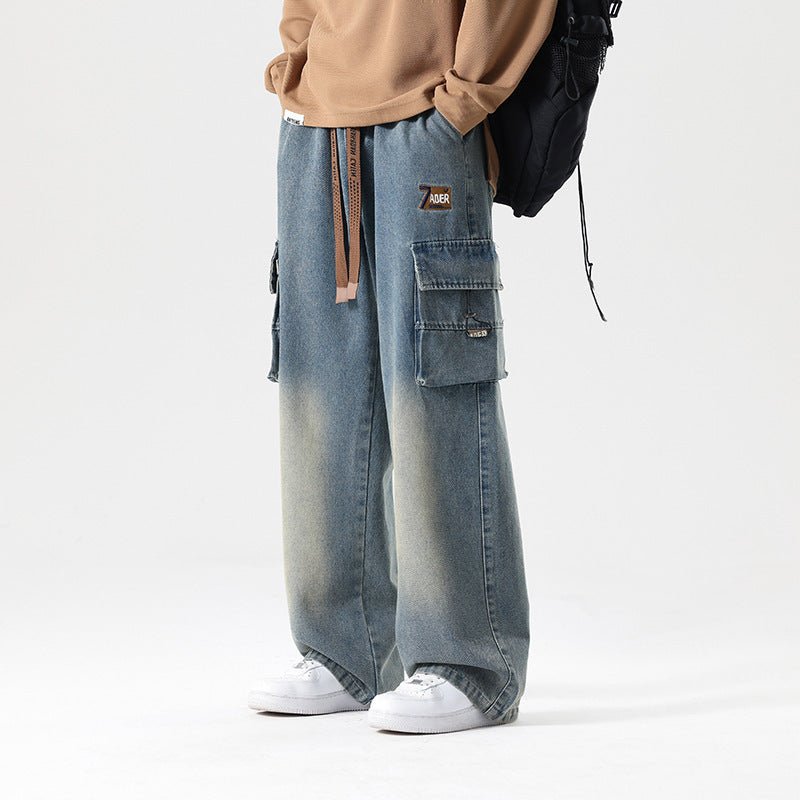 Fashion Wash Straight Cargo Jeans For Men - Sophinity