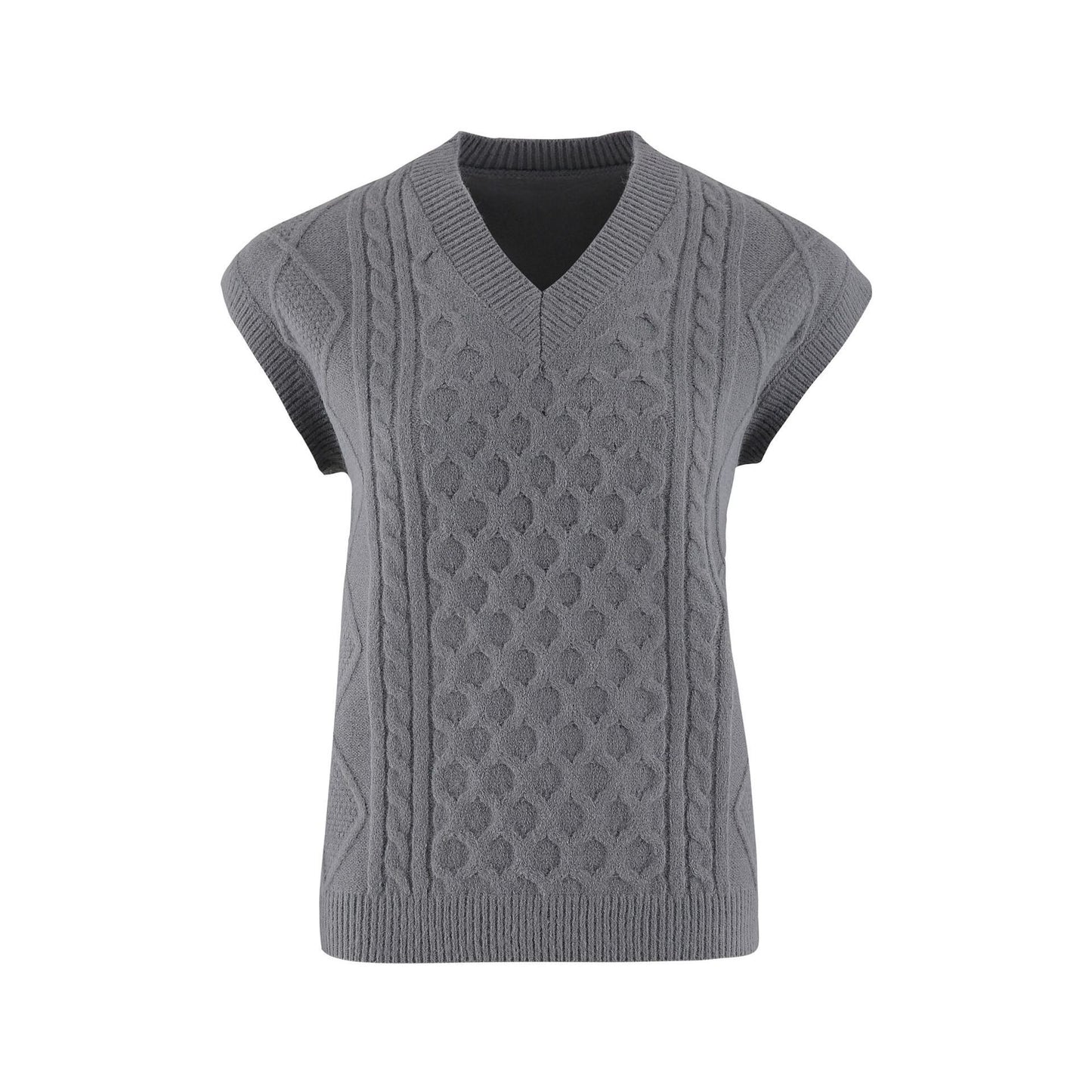 Women's V-neck Twisted Solid Color Top Sweater - Sophinity