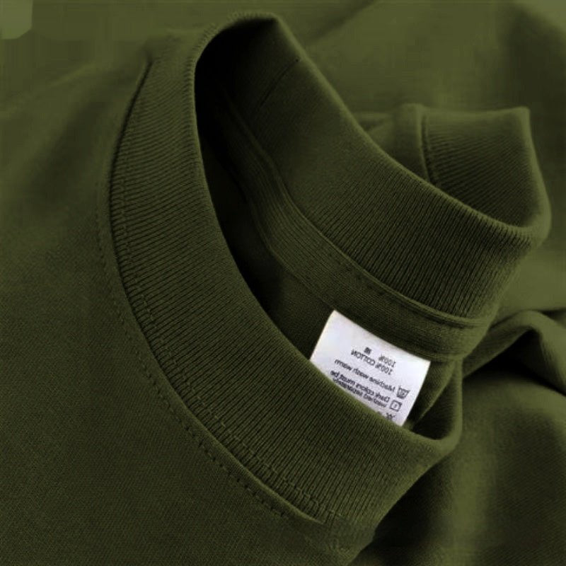 High Quality Cotton Heavy Loose Bottoming Shirt Casual Basic T-shirt Pure Cotton Retro Solid Color Round Neck Men's Short Sleeve - Sophinity