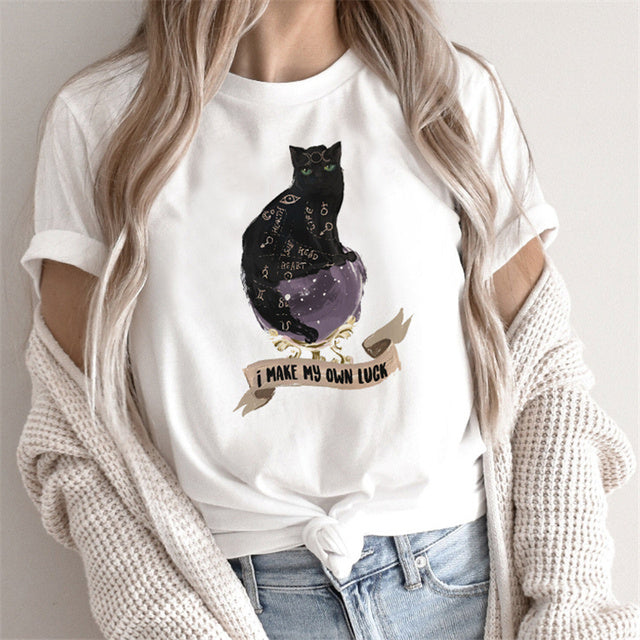 Fashion Tarot Women Print T-shirts Female Cartoon Tops - Sophinity