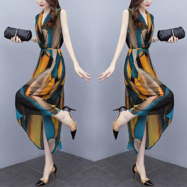 Plus Size Sleeveless Waist - tight Dress Women - Sophinity