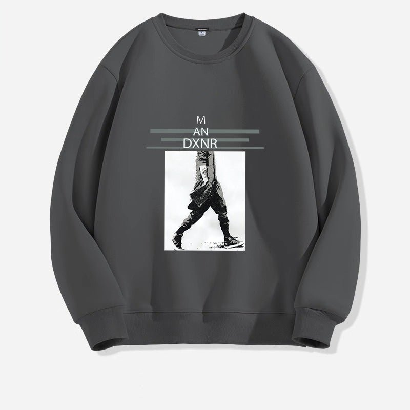 Men's Casual All - matching Round Neck Long Sleeve Top Loose Leisure Sweater - Sophinity