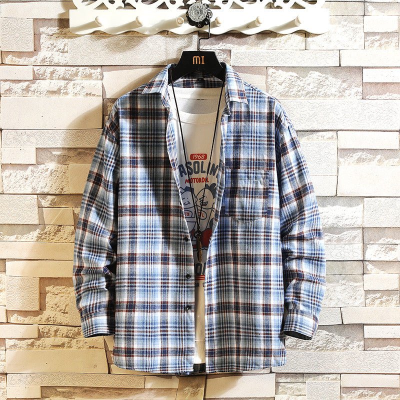 Men's Checked Long - sleeved Shirt School Suit - Sophinity