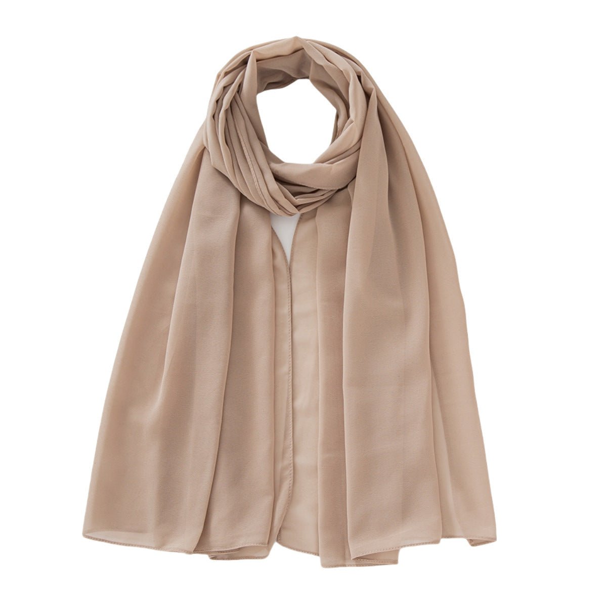 Women's Pure Color Pearl Chiffon Bubble Scarf Gauze Scarf - Sophinity