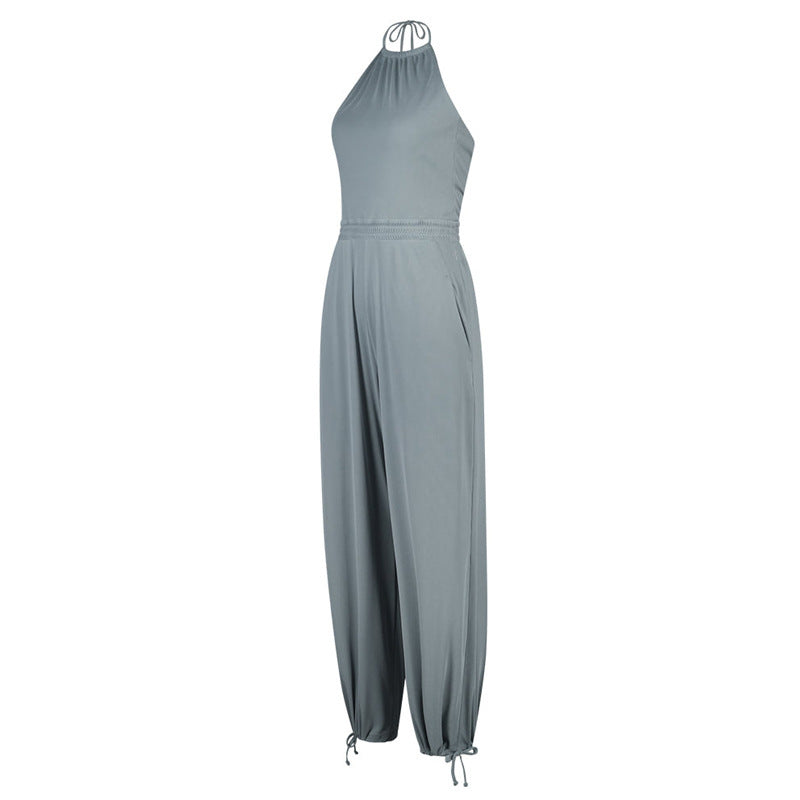 Women's Halter Beauty Back Fitness Jumpsuit - Sophinity