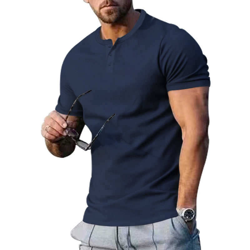 Stylish navy slim fit athleisure t-shirt for casual and active wear with a comfortable fit