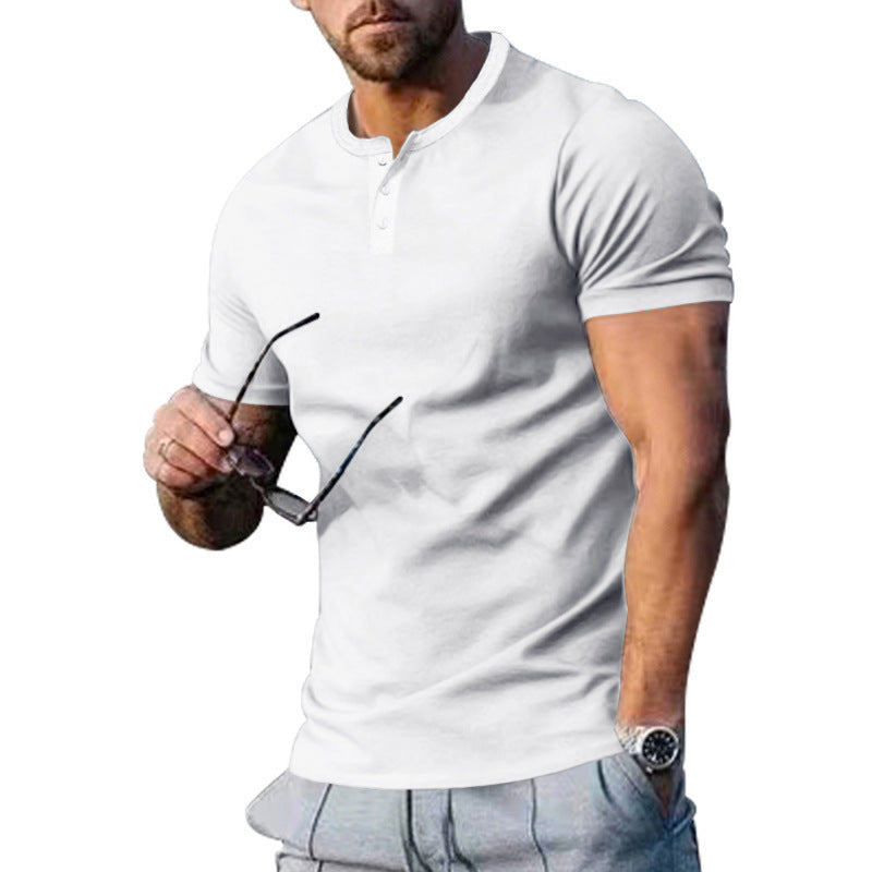 Men's white slim fit athleisure t-shirt with a crew neck and short sleeves for casual comfort