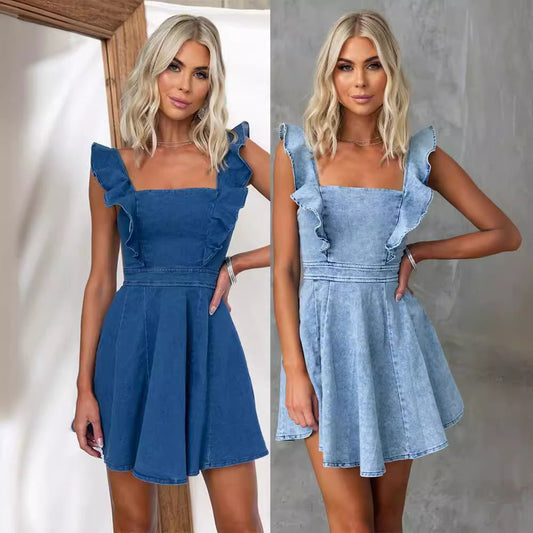 Women's Fashion Casual Denim Dress - Sophinity