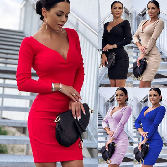 Women's Temperament Midi Skirt Solid Color Dress - Sophinity