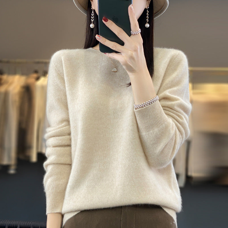 Women's Round Neck Sweater Loose Knitted Bottoming Sweater - Sophinity