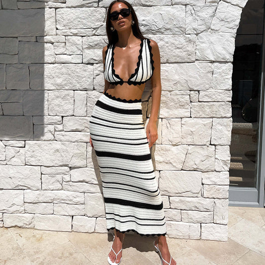 Women's Fashion Striped Texture Holiday Casual Dress Suit - Sophinity
