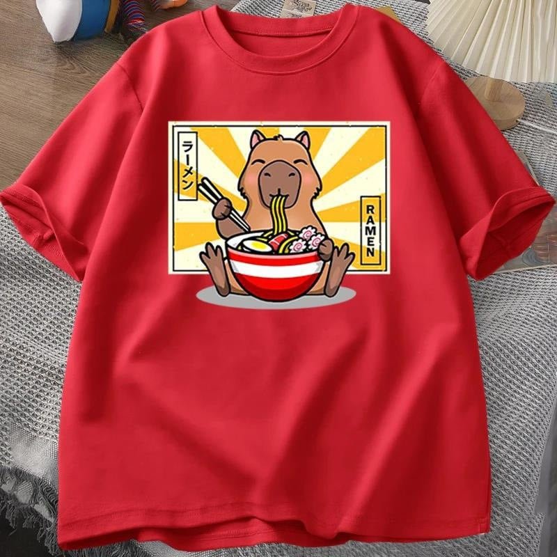 Capybara Cotton T-shirt Men's Clothing Oversized - Sophinity