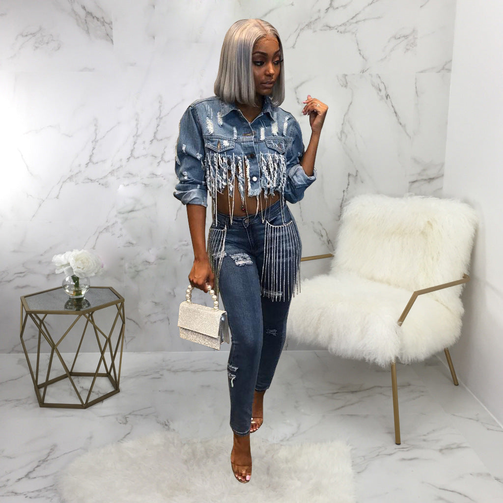 Fashion Women's Jackets Cropped Denim Tops - Sophinity