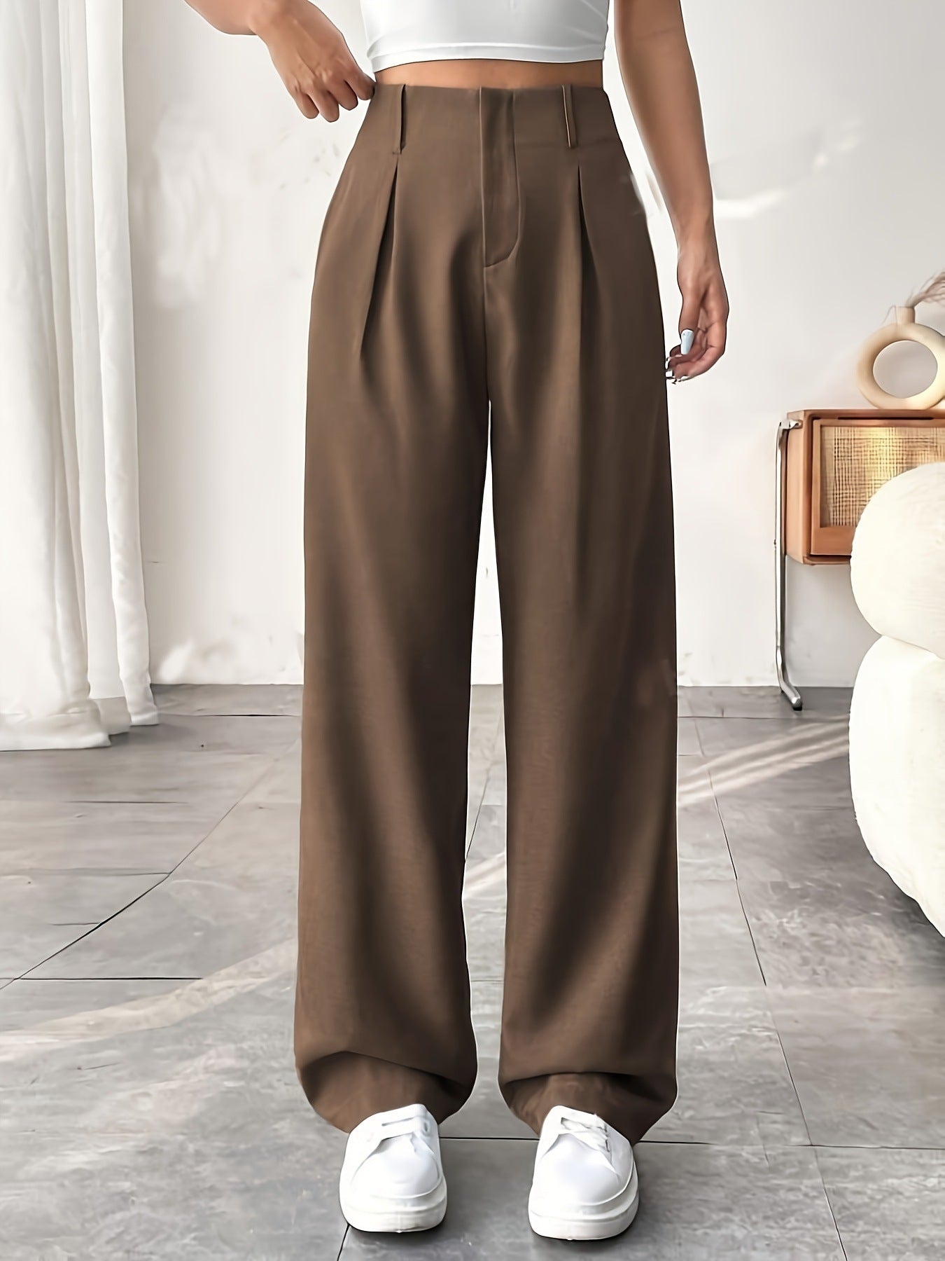 Autumn And Winter High Waist All-matching Wide Leg Leisure Suit Pants For Women - Sophinity