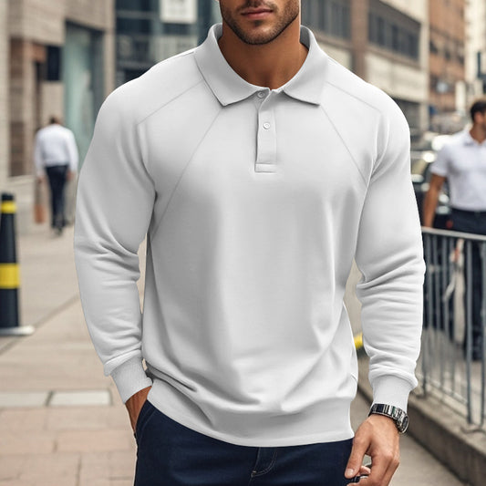 Spring And Autumn Polo Collar Solid Color Casual Bottoming American Polo Shirt Men - Sophinity