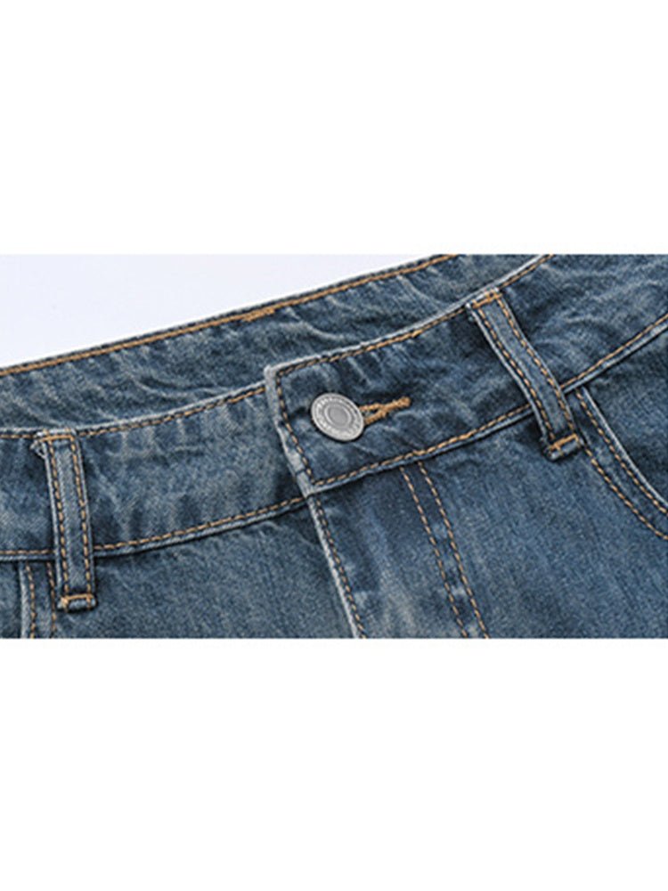 Spring Retro High Waist Women Irregular Denim Skirts - Sophinity