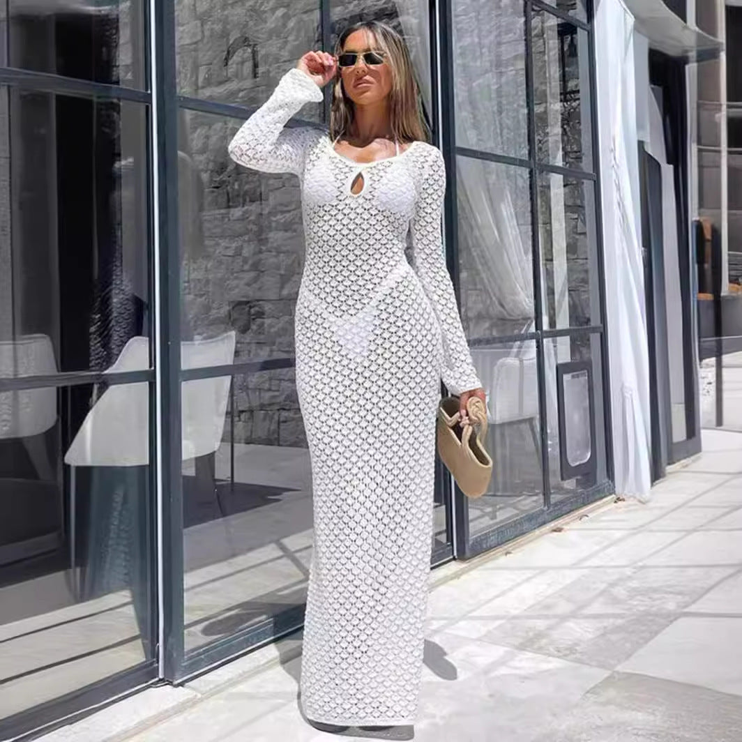 Sunscreen Dress Sheer Cutout Knitted - Sophinity