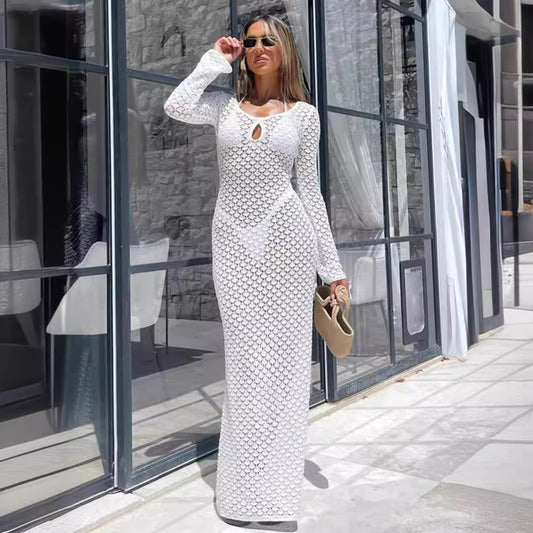 Sunscreen Dress Sheer Cutout Knitted - Sophinity