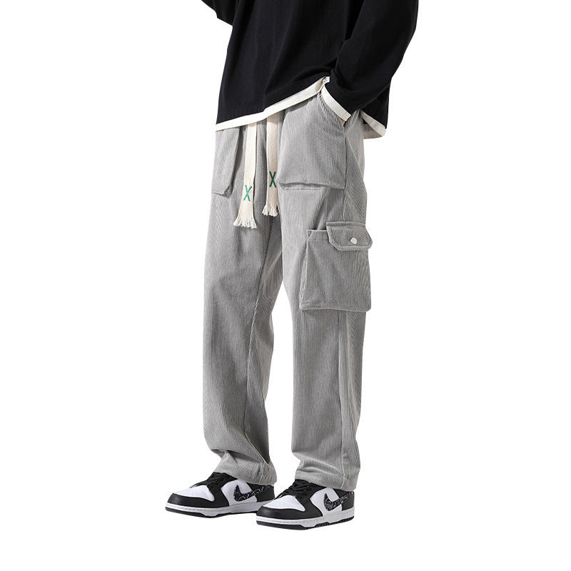 Men's Loose All-matching Corduroy Multi-pocket Straight Cargo Pants - Sophinity