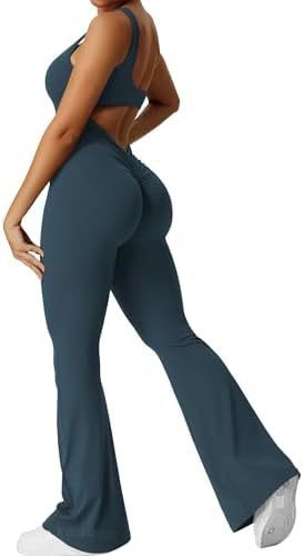 Women Sleeveless Flare Jumpsuits Fitness Yoga Long Pants - Sophinity