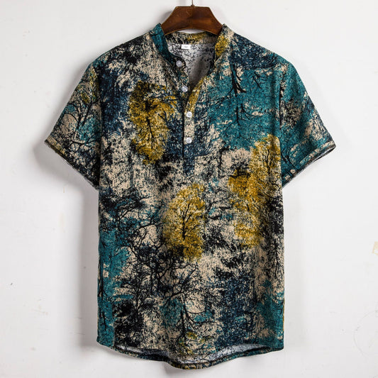 Men's Floral Short Sleeve Shirt - Sophinity