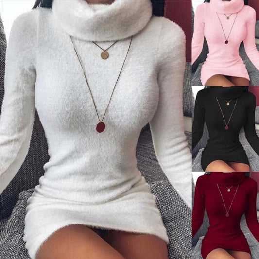 Turtleneck skinny bag hip dress - Sophinity