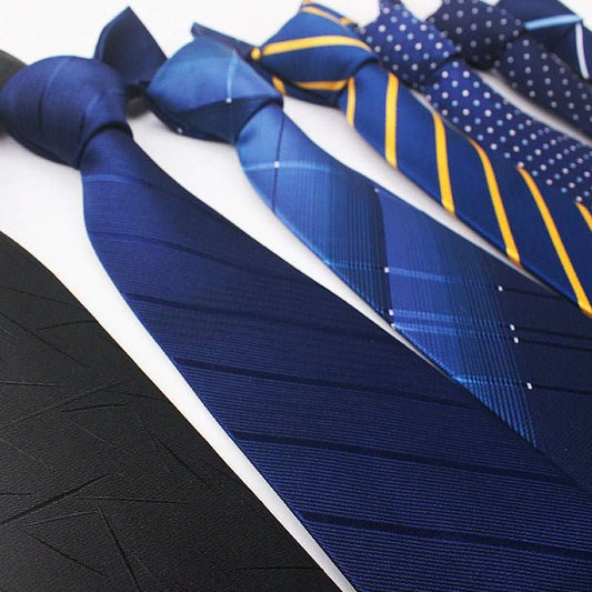 8CM Polyester Jacquard Striped Tie Men's Business Formal Red Black Blue - Sophinity
