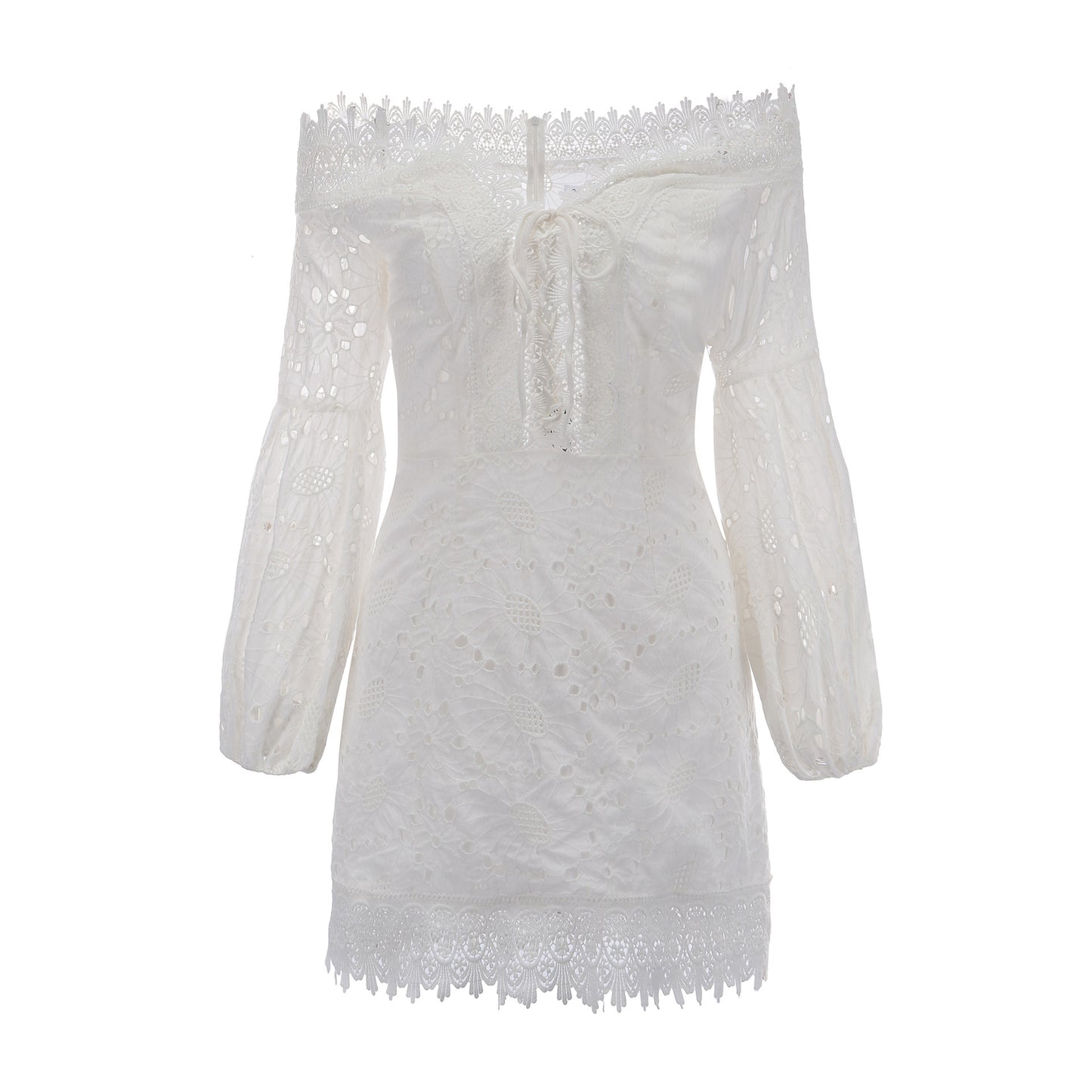 White lace dress with collar - Sophinity