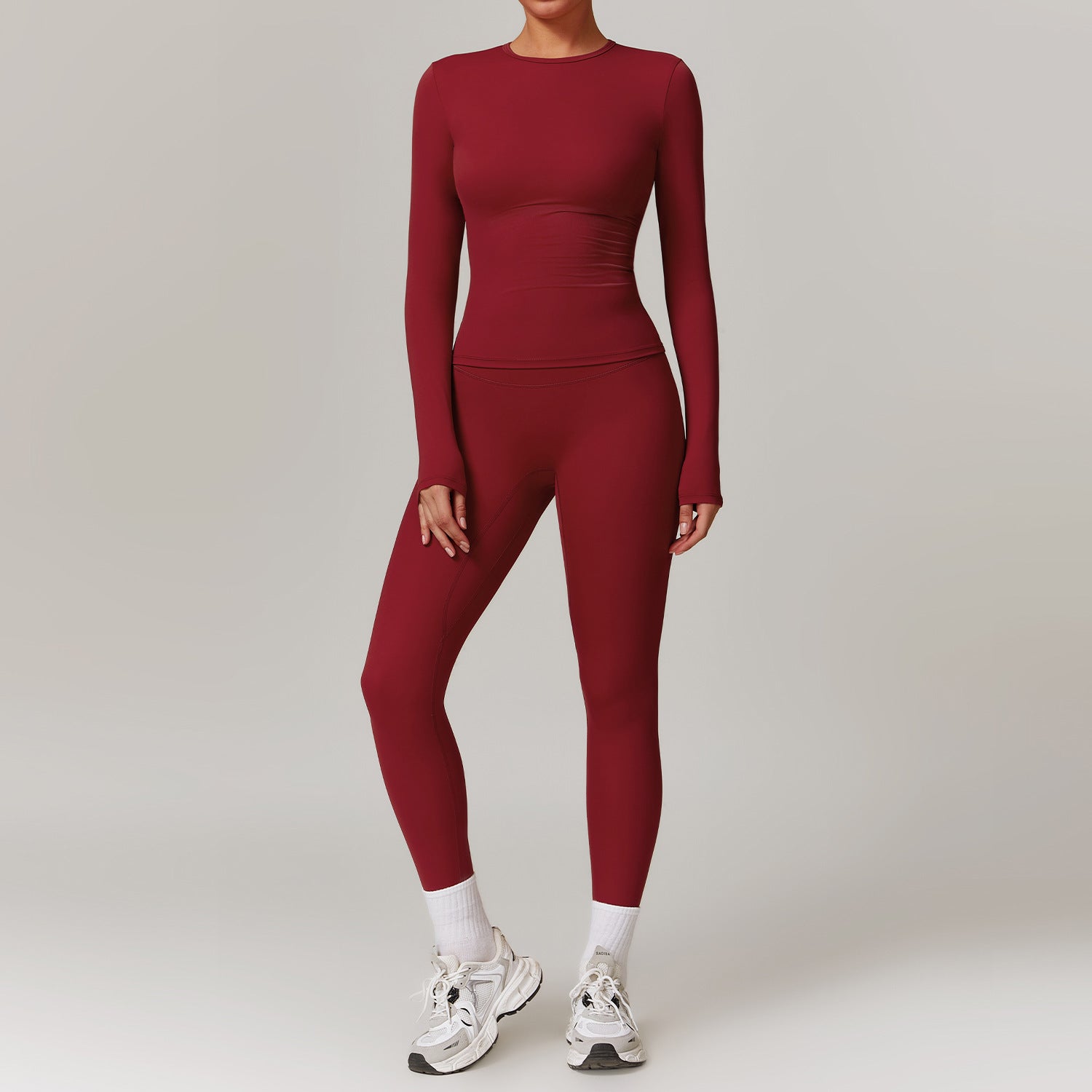 Tight-fitting Brushed Yoga Suit Quick-drying Fitness Clothes  Fitness Long Sleeve Tracksuits Sports Suit Gym Top High Waist Leggings Women Sets Yoga Set - Sophinity