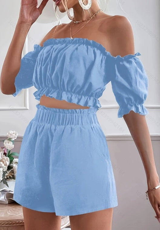 Two Pieces Of Short Sleeve Shorts For Women - Sophinity