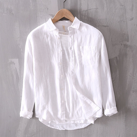 Cotton And Linen Men's Long-sleeved Casual Shirt - Sophinity