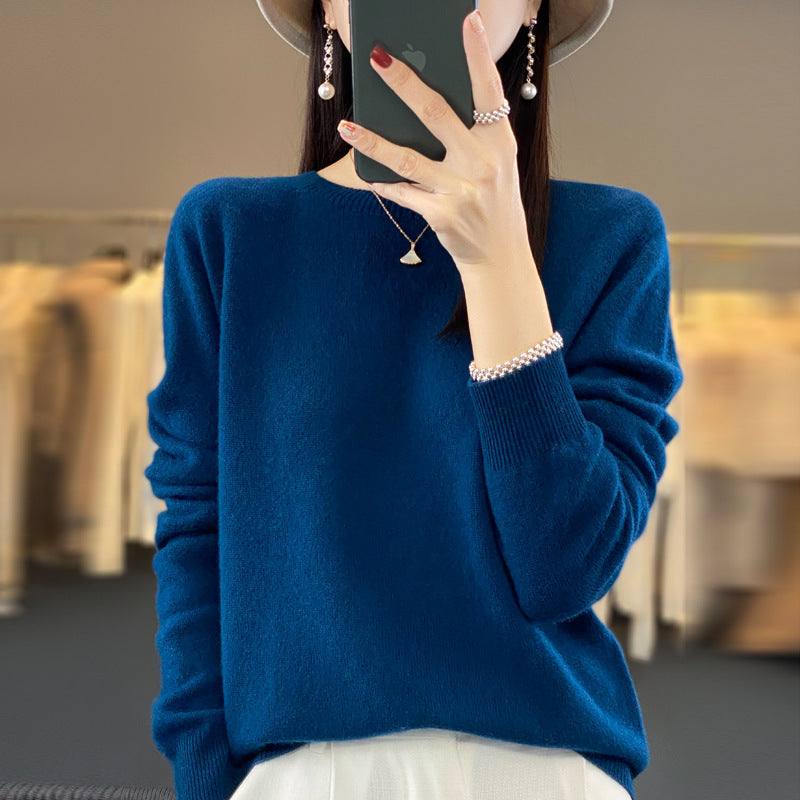 Women's Round Neck Sweater Loose Knitted Bottoming Sweater - Sophinity