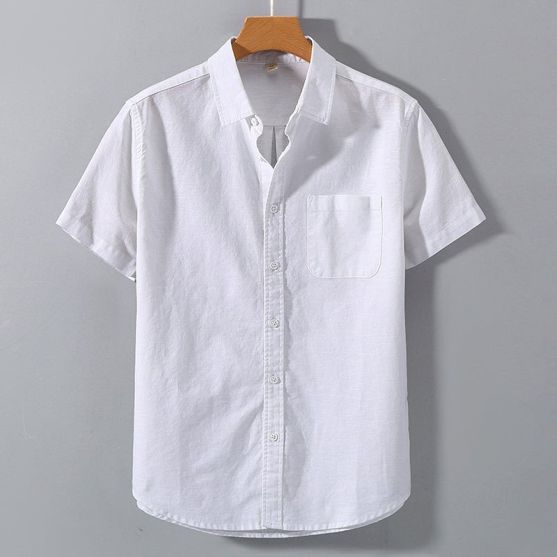 Men's Linen Short - sleeved Lapel Shirt - Sophinity