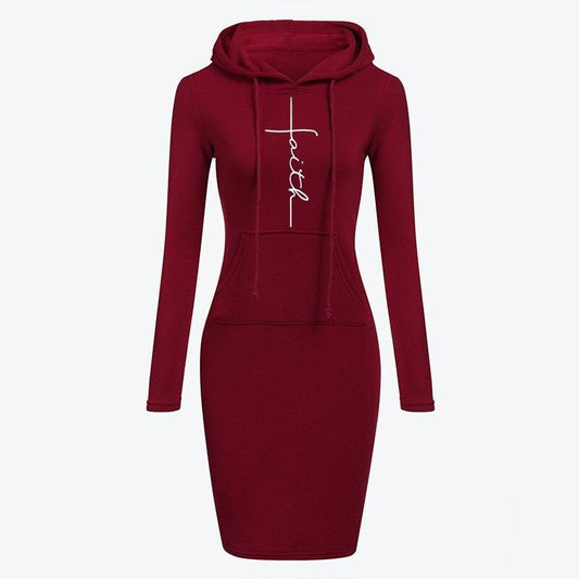 Autumn Winter Women Hoodies Sweatshirts Long-sleeved Dress - Sophinity