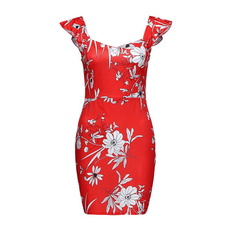 Summer Sleeveless Sling Printed Backpack Hip Dress - Sophinity