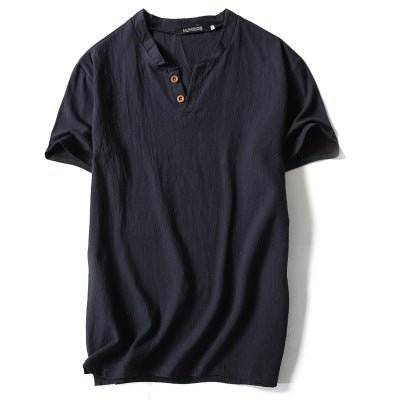 Slim - fit men's V - neck Button Half - sleeved T-shirt - Sophinity
