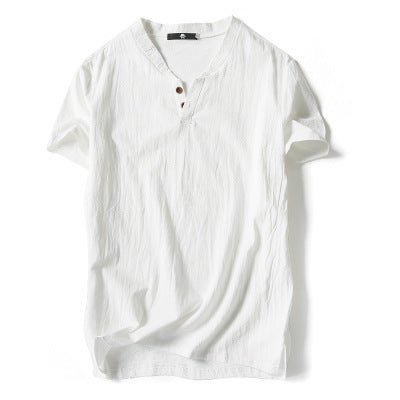 Slim - fit men's V - neck Button Half - sleeved T-shirt - Sophinity