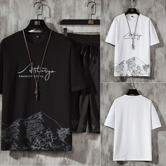 Set of Men's Fashion Brand Loose Short Sleeve Shorts - Sophinity