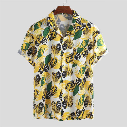 Men'S Short - Sleeved Floral Shirt Fashion Casual Plus Size Lapel Shirt - Sophinity