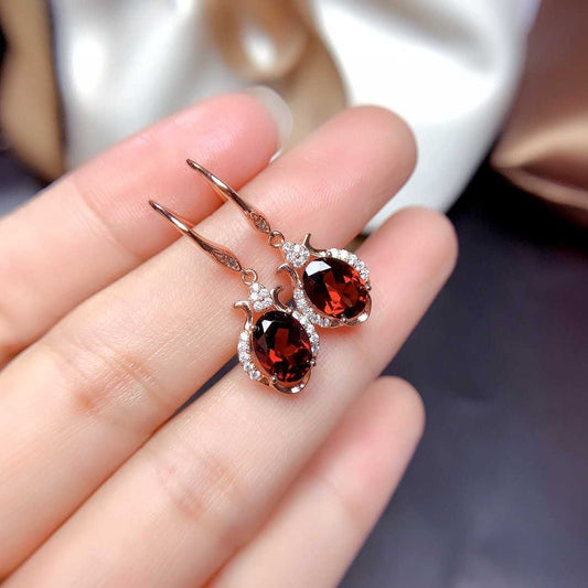 New Style Natural Mozambique Garnet Earrings For Women With All Crystals - Sophinity