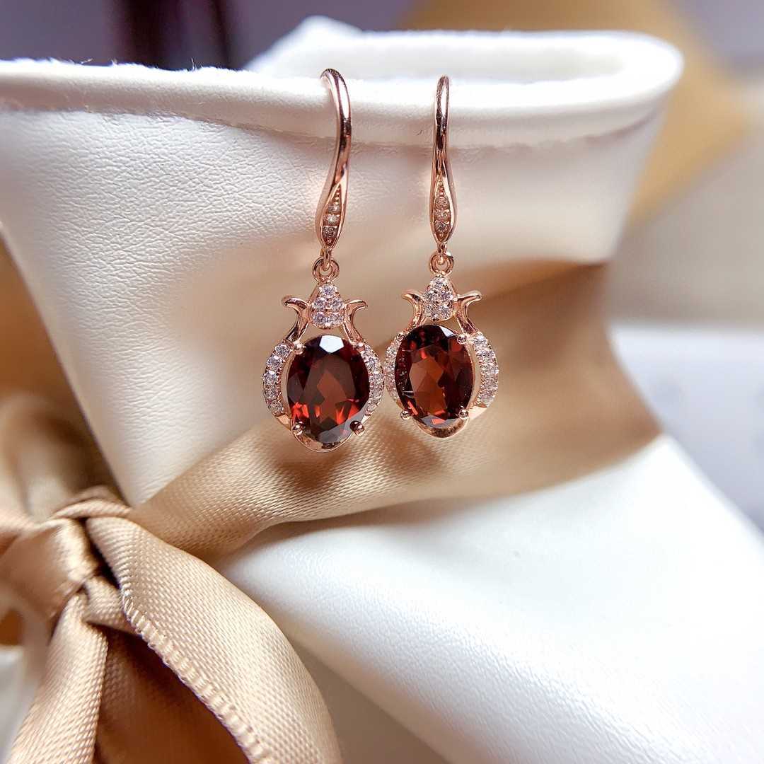 New Style Natural Mozambique Garnet Earrings For Women With All Crystals - Sophinity