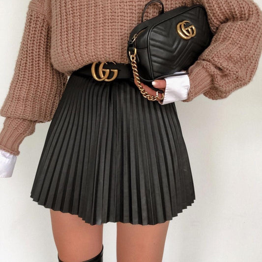 Draped Pleated Knitted Mini Skirts Women Winter Short Skirt - Sophinity