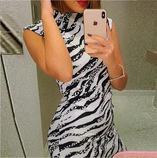 Sleeveless Zebra Print Dress - Sophinity