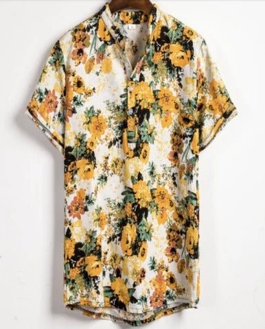 Slim shirt men contrast color printing shirt men - Sophinity