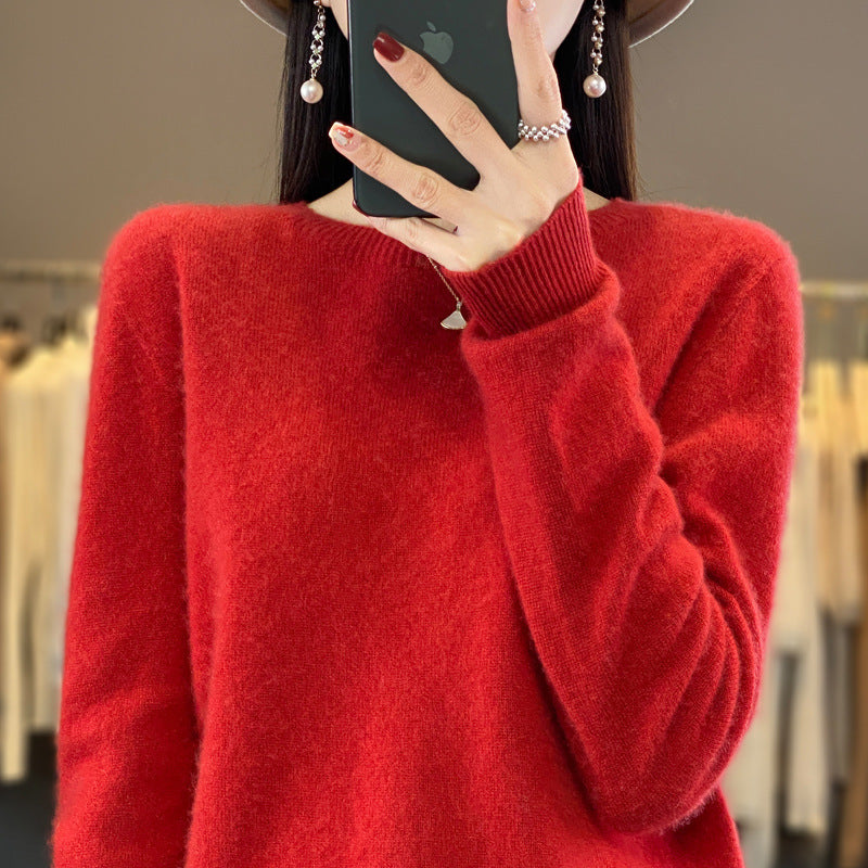 Women's Round Neck Sweater Loose Knitted Bottoming Sweater - Sophinity