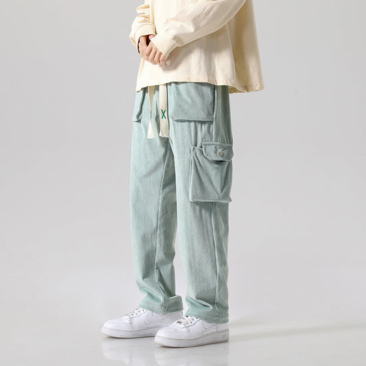 Men's Loose All-matching Corduroy Multi-pocket Straight Cargo Pants - Sophinity