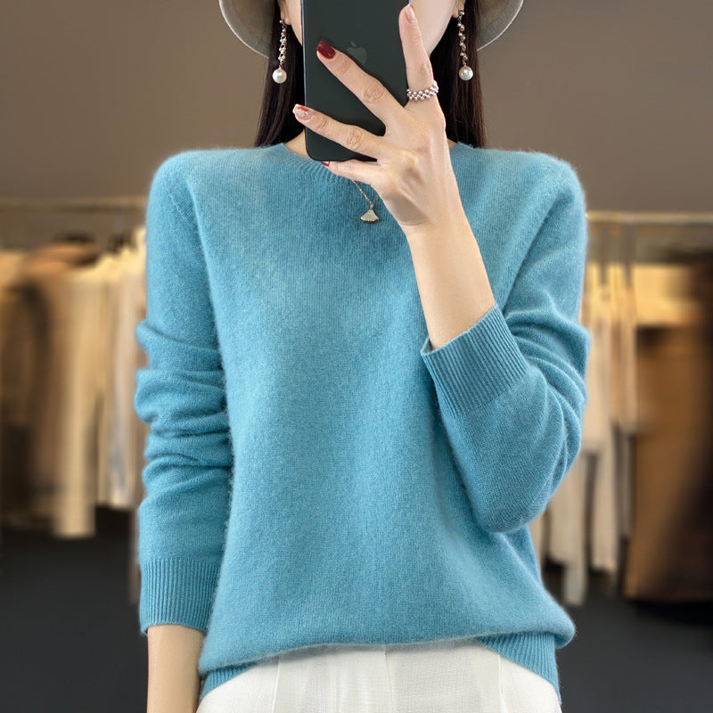 Women's Round Neck Sweater Loose Knitted Bottoming Sweater - Sophinity